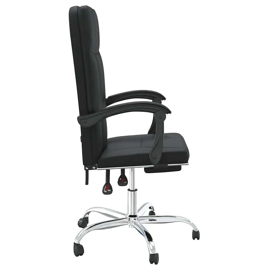 Reclining Office Chair Black Faux Leather Adjustable Height 360 Degree Swivel Backrest