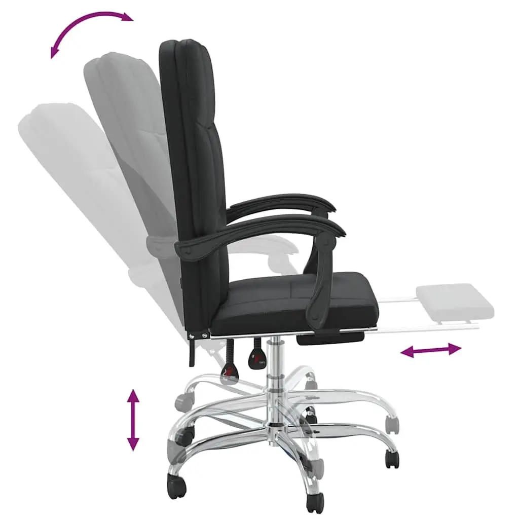 Reclining Office Chair Black Faux Leather Adjustable Height 360 Degree Swivel Backrest