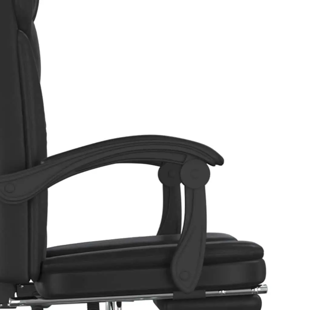 Black Faux Leather Reclining Chair Adjustable Backrest Swivel Seat for Office Use