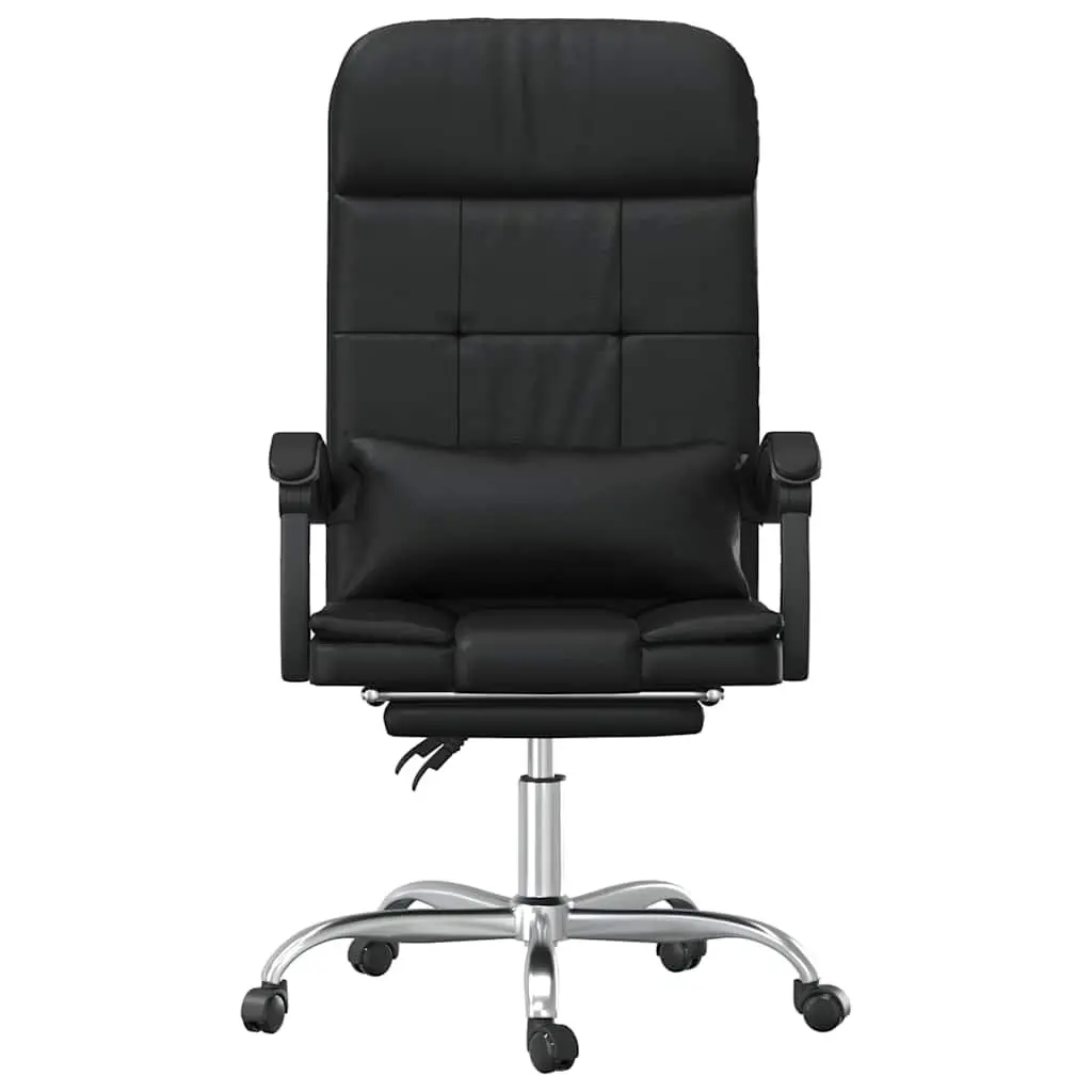 Massage Reclining Office Chair Black Faux Leather Adjustable Backrest Swivel with Massage Function