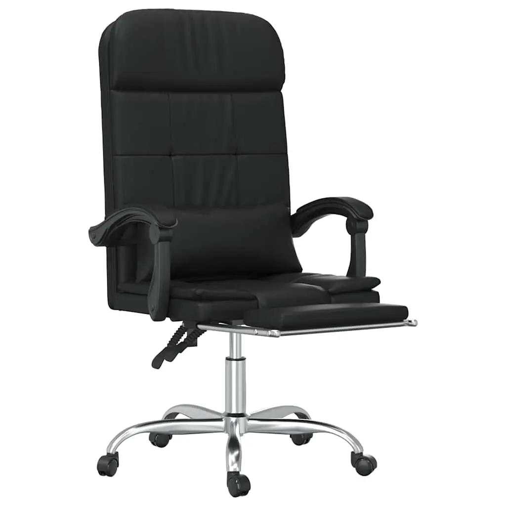 Massage Reclining Office Chair Black Faux Leather Adjustable Backrest Swivel with Massage Function
