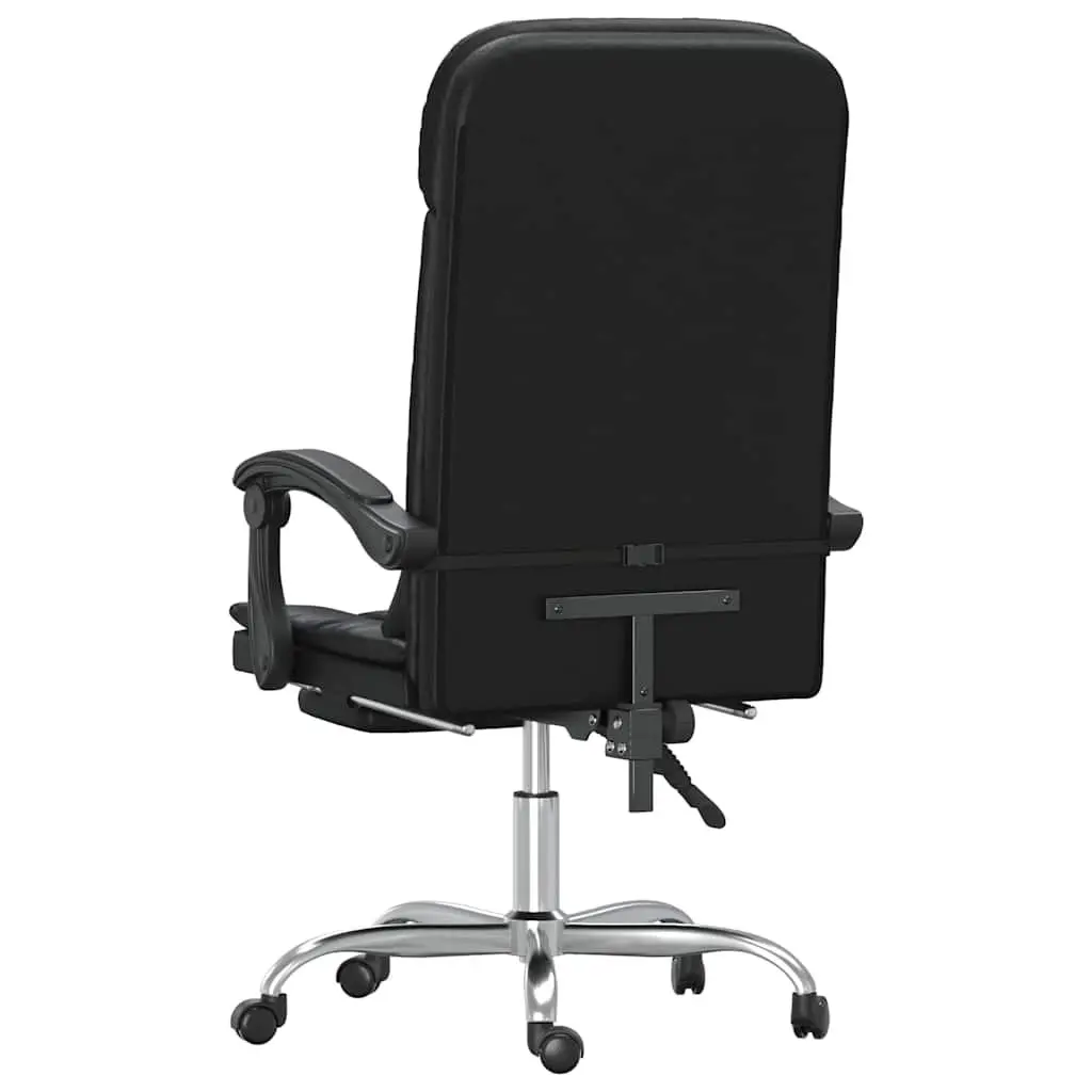 Massage Reclining Office Chair Black Faux Leather Adjustable Backrest Swivel with Massage Function