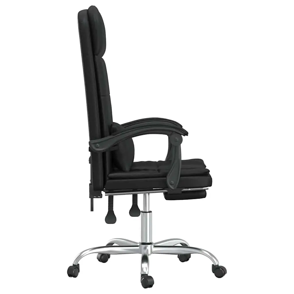 Massage Reclining Office Chair Black Faux Leather Adjustable Backrest Swivel with Massage Function