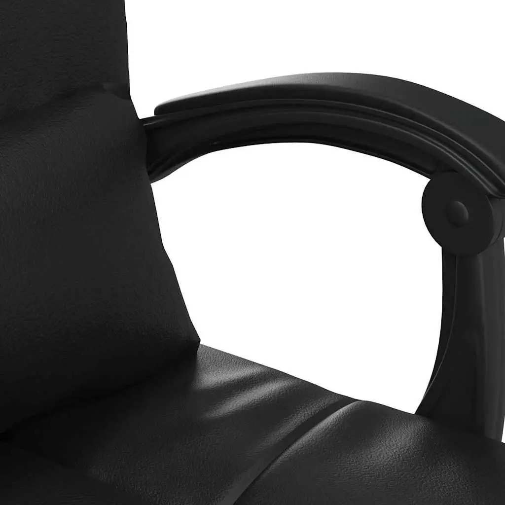 Massage Reclining Office Chair Black Faux Leather Adjustable Backrest Swivel with Massage Function