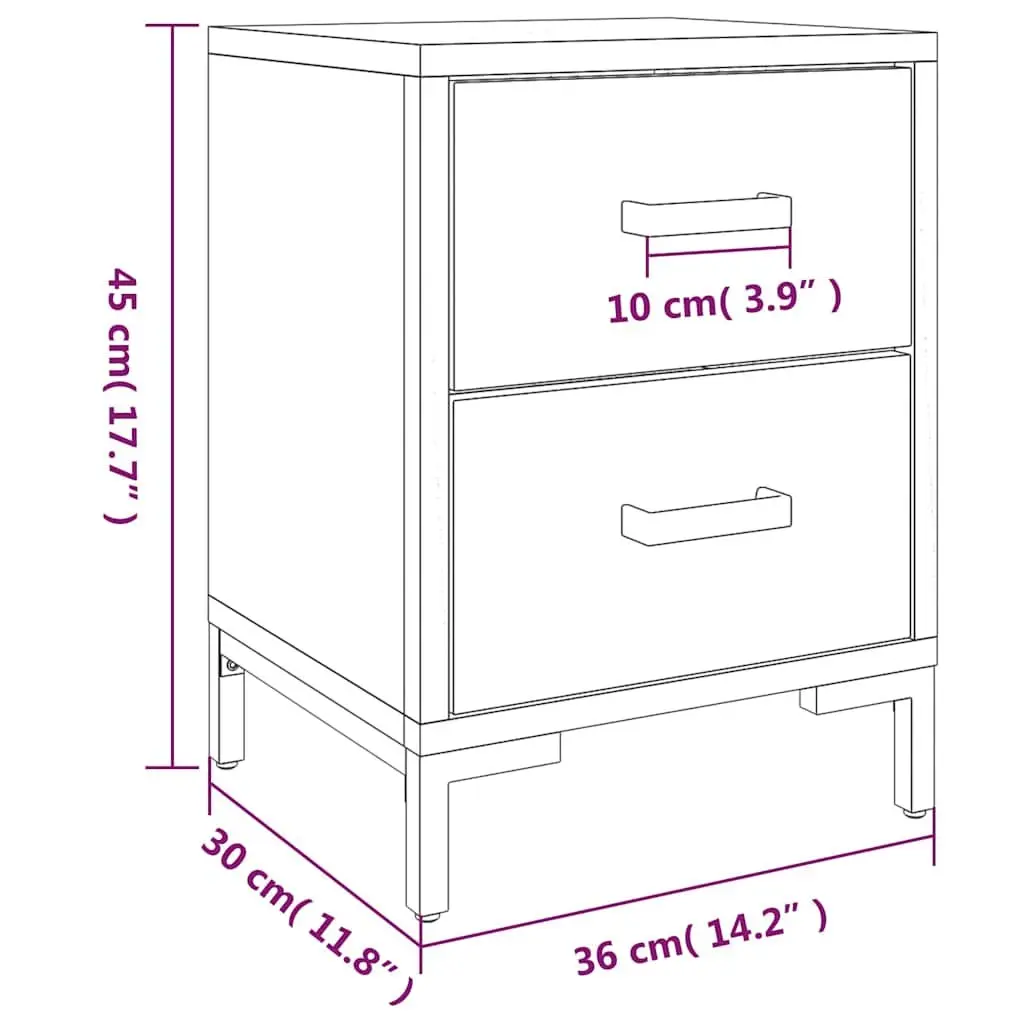 Bedside Cabinet Brown Solid Pinewood Bedroom Storage Table with Drawers
