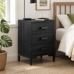 Compact Black Bedside Cabinet with Drawers
