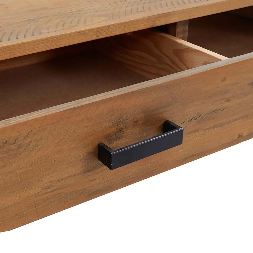Coffee Table Brown 90x50x35cm Wooden Solid Pinewood with Drawer and Open Shelf