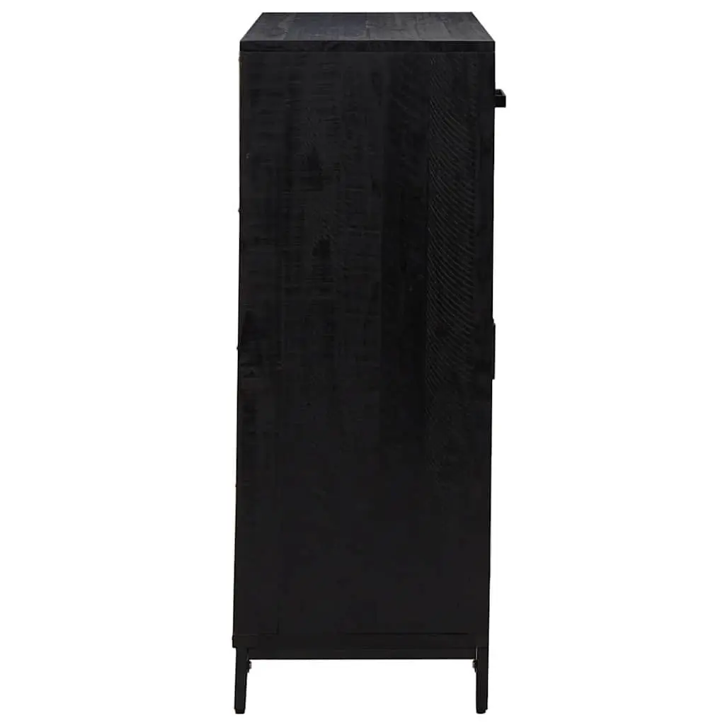 Wooden Shoe Storage Cabinet Black 75x40x110cm With 2 Drawers And 2 Compartments