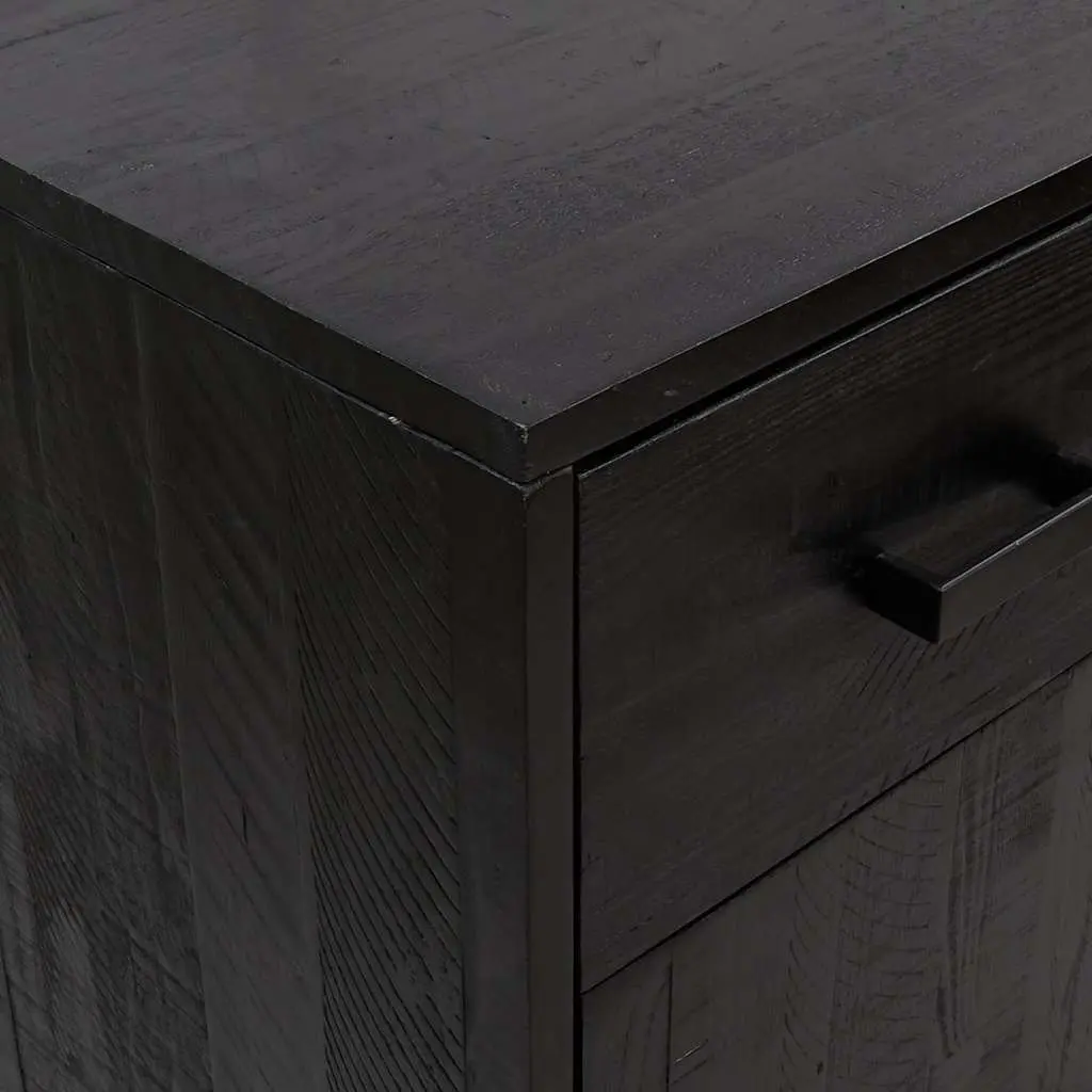 Wooden Shoe Storage Cabinet Black 75x40x110cm With 2 Drawers And 2 Compartments