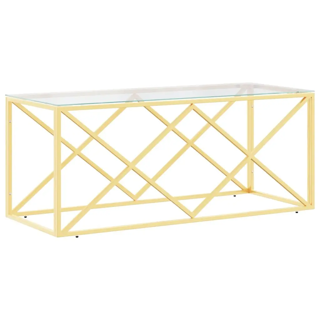 Coffee Table Gold 110x45x45 cm Stainless Steel Frame Glass Top Living Room Accent Furniture