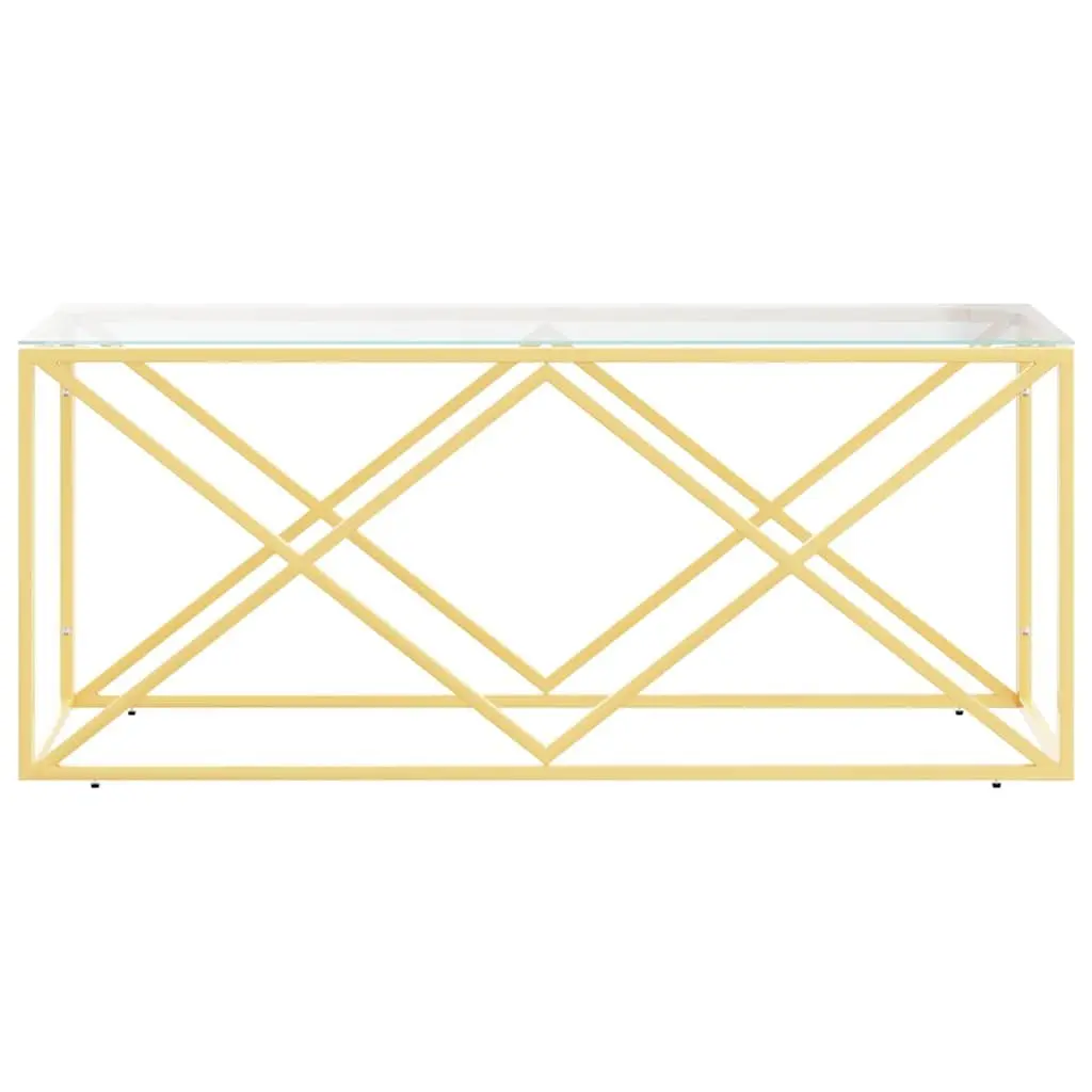 Coffee Table Gold 110x45x45 cm Stainless Steel Frame Glass Top Living Room Accent Furniture