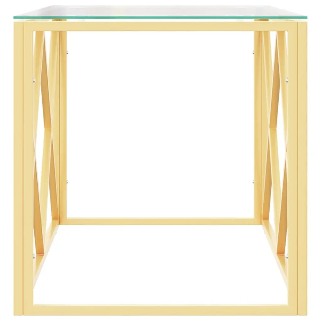 Coffee Table Gold 110x45x45 cm Stainless Steel Frame Glass Top Living Room Accent Furniture