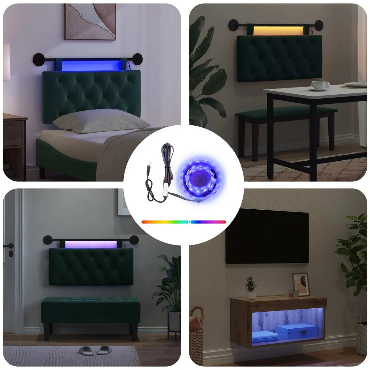 LED Strip Lights Black 180 cm 2 pcs SMD5050 USB Indoor