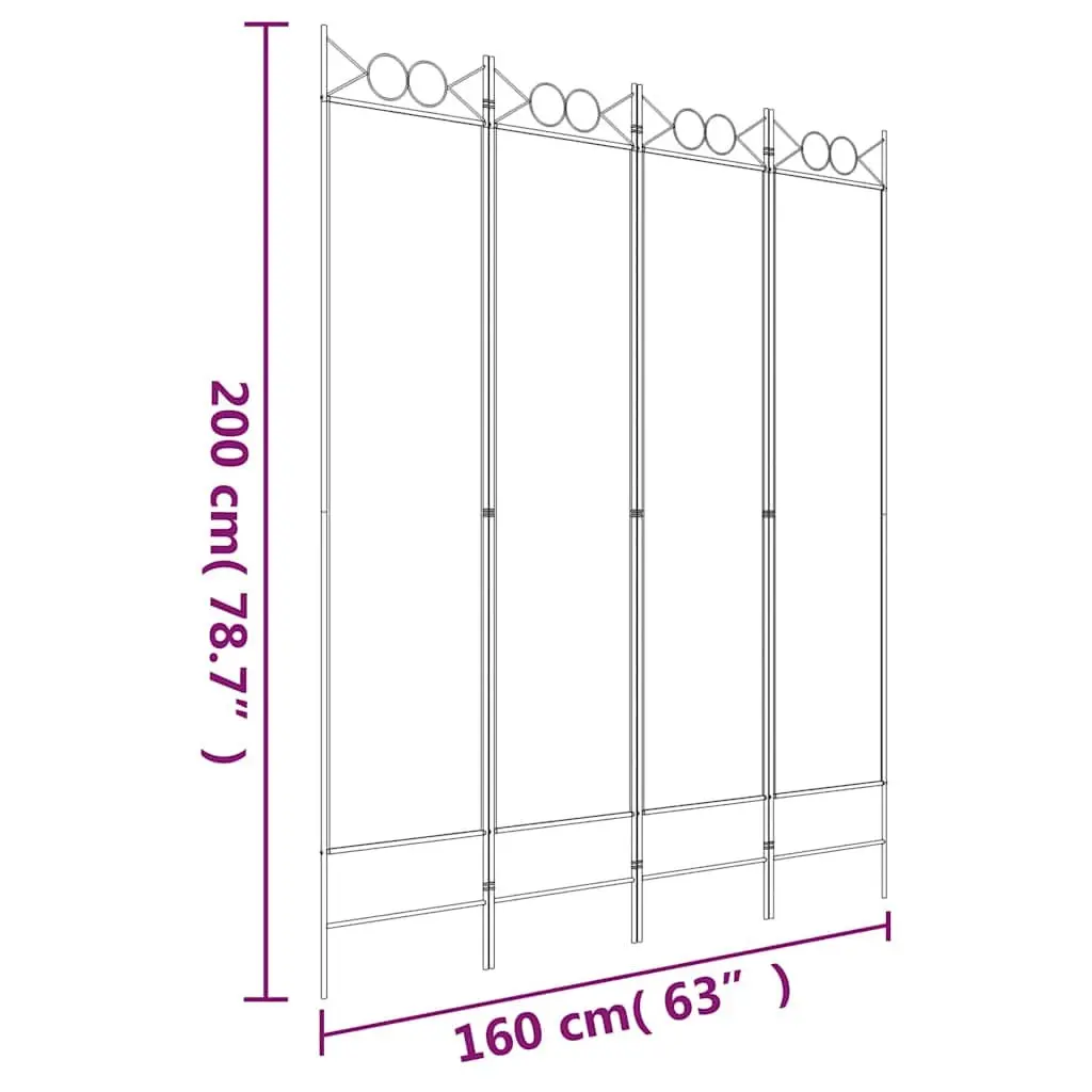 4-Panel Room Divider Screen Foldable Partition Wall Privacy Bedroom Fabric Black