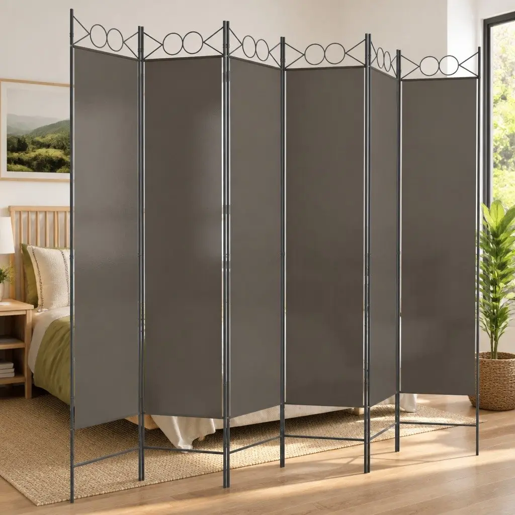 6-Panel Room Divider Anthracite Foldable Privacy Screen 240x200cm