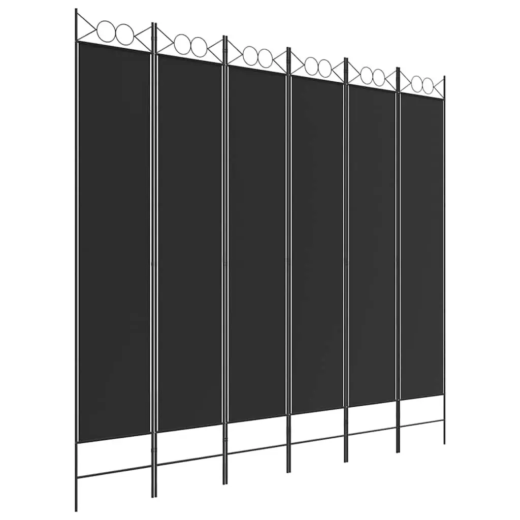 6-Panel Room Divider Screen Black 240x220cm Foldable Privacy Separator