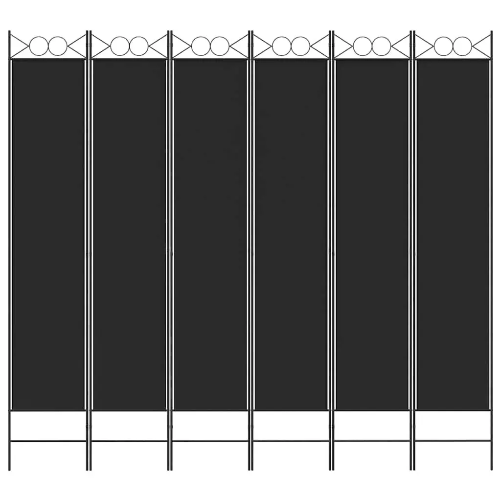 6-Panel Room Divider Screen Black 240x220cm Foldable Privacy Separator