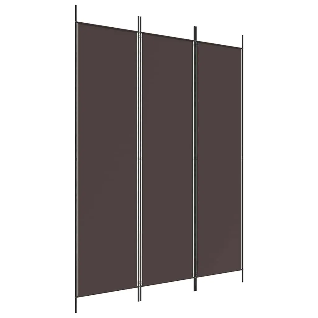 3-Panel Room Divider Brown Fabric Foldable Privacy Partition 150x200cm