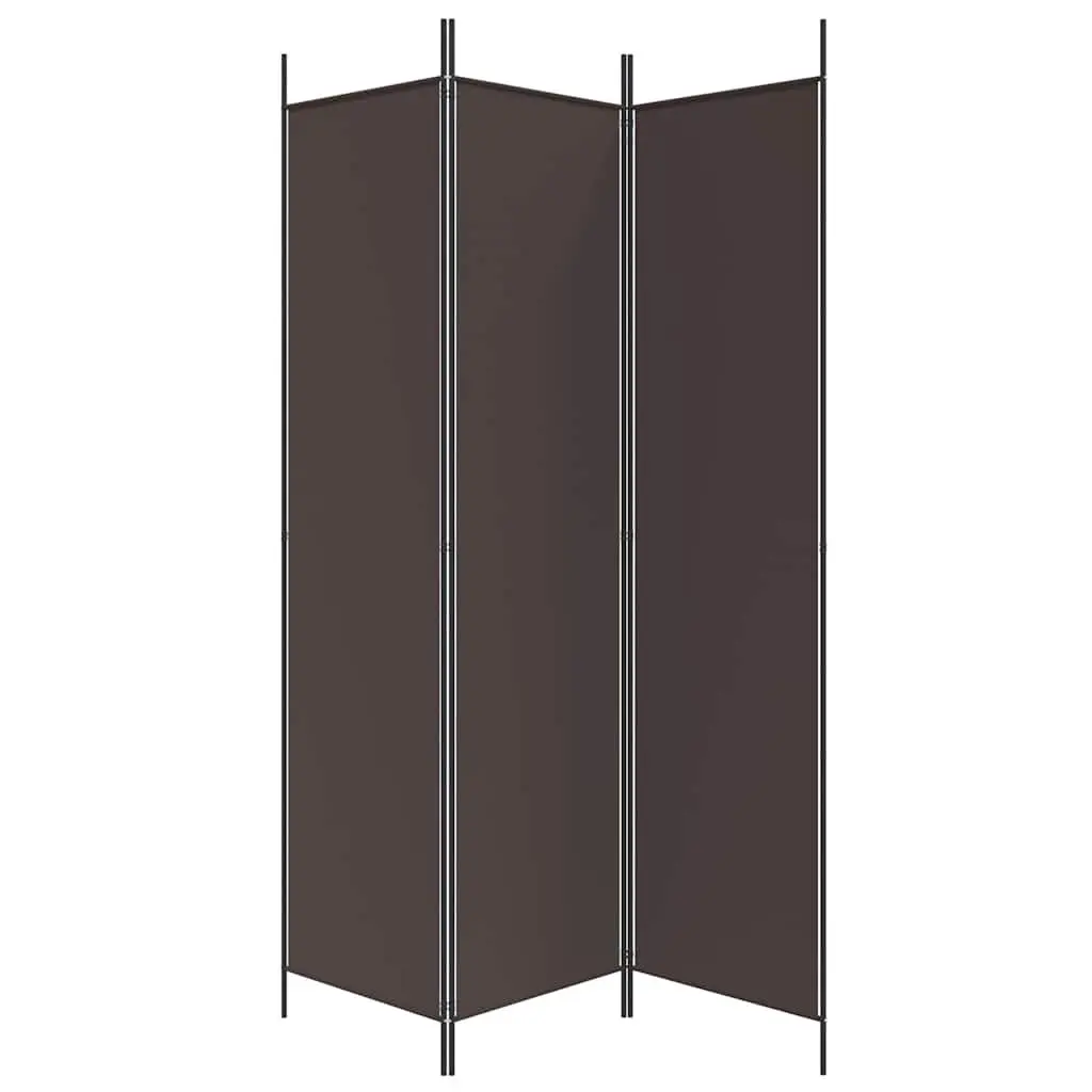 3-Panel Room Divider Brown Fabric Foldable Privacy Partition 150x200cm