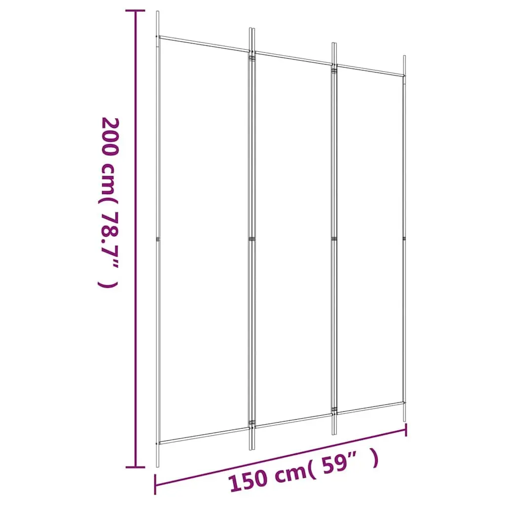 3-Panel Room Divider Brown Fabric Foldable Privacy Partition 150x200cm
