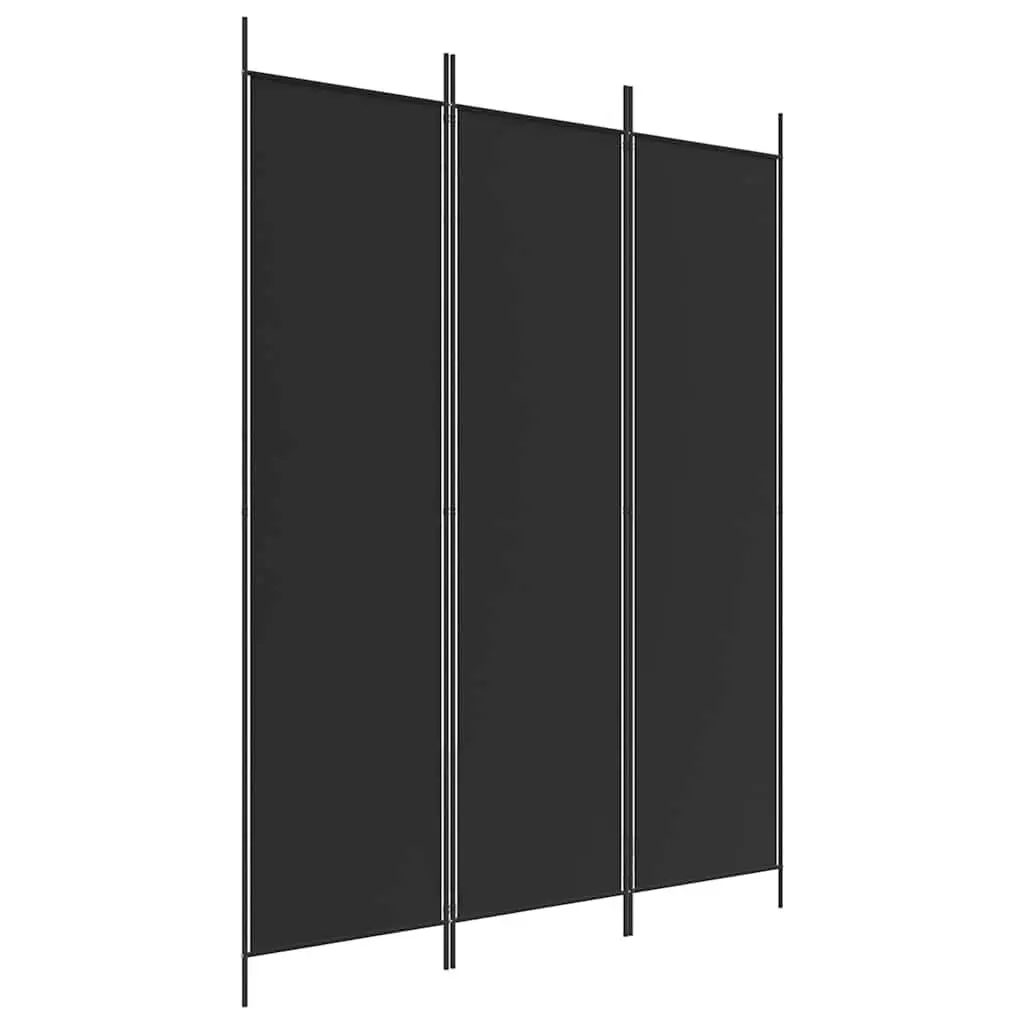 3-Panel Room Divider Black 150x200cm Foldable Fabric Privacy Partition