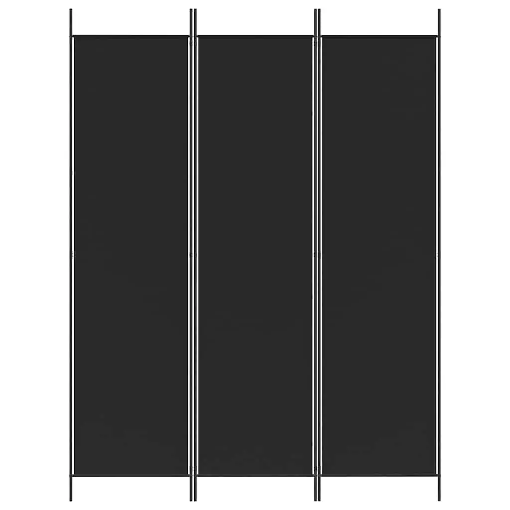 3-Panel Room Divider Black 150x200cm Foldable Fabric Privacy Partition