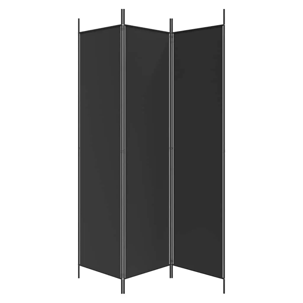 3-Panel Room Divider Black 150x200cm Foldable Fabric Privacy Partition