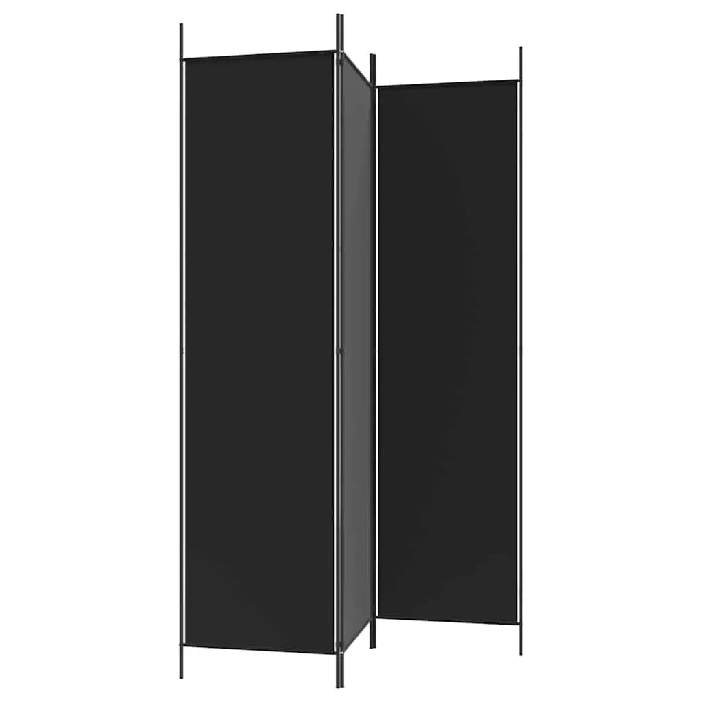 3-Panel Room Divider Black 150x200cm Foldable Fabric Privacy Partition