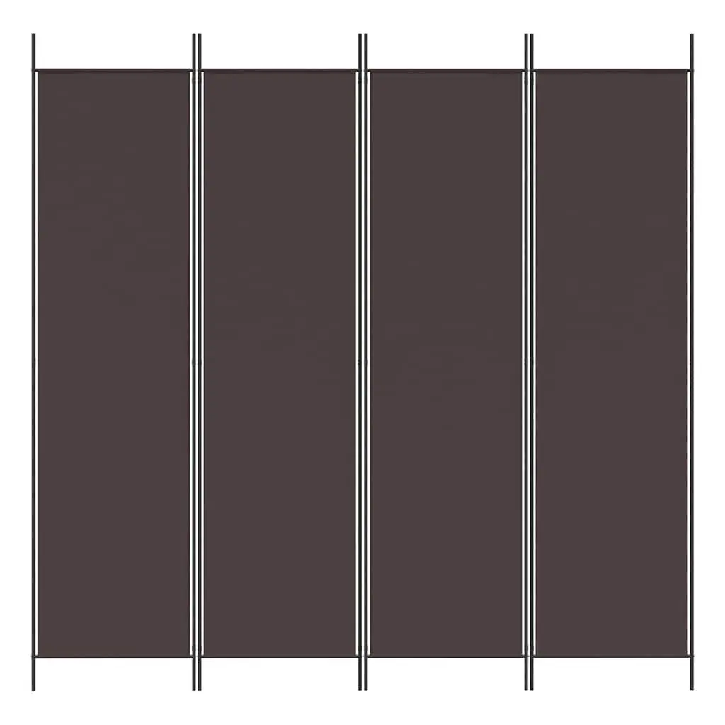 4 Panel Foldable Room Divider Brown Fabric Privacy Screen 200x200cm