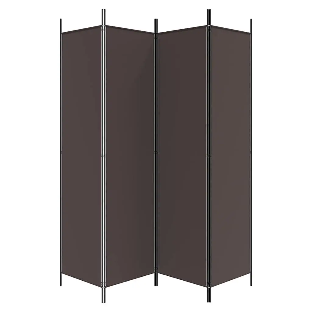 4 Panel Foldable Room Divider Brown Fabric Privacy Screen 200x200cm