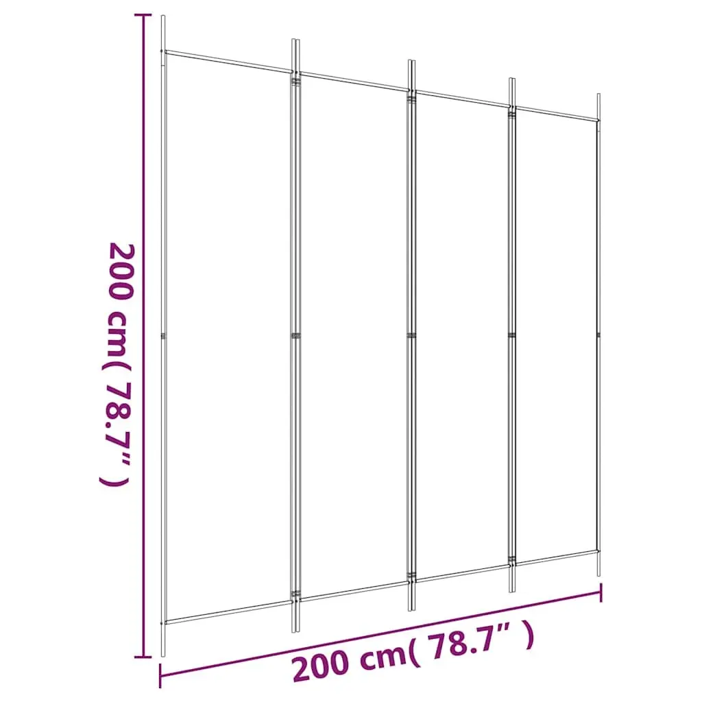 4 Panel Foldable Room Divider Brown Fabric Privacy Screen 200x200cm