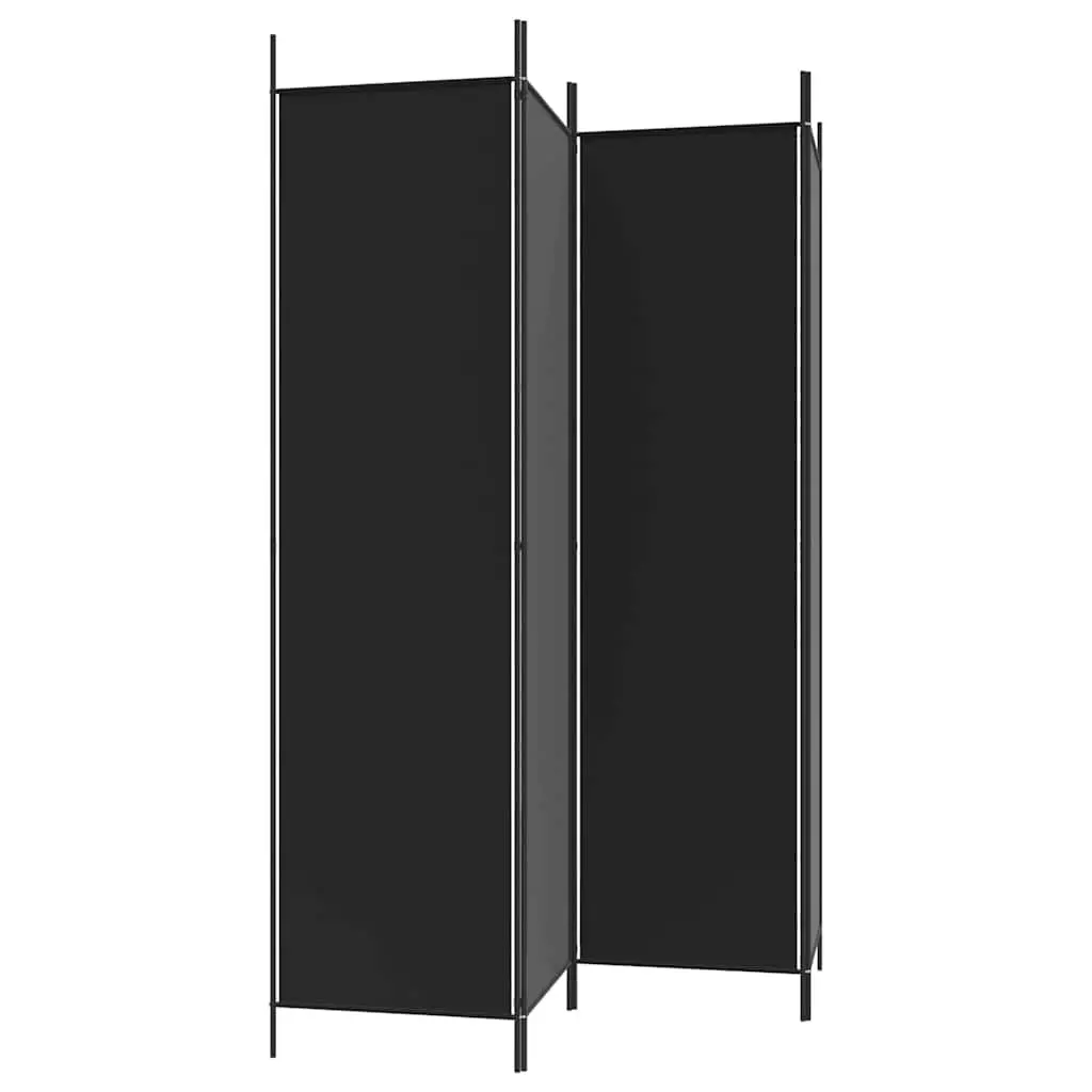 4-Panel Room Divider Black Fabric 200x200cm Foldable Privacy Partition