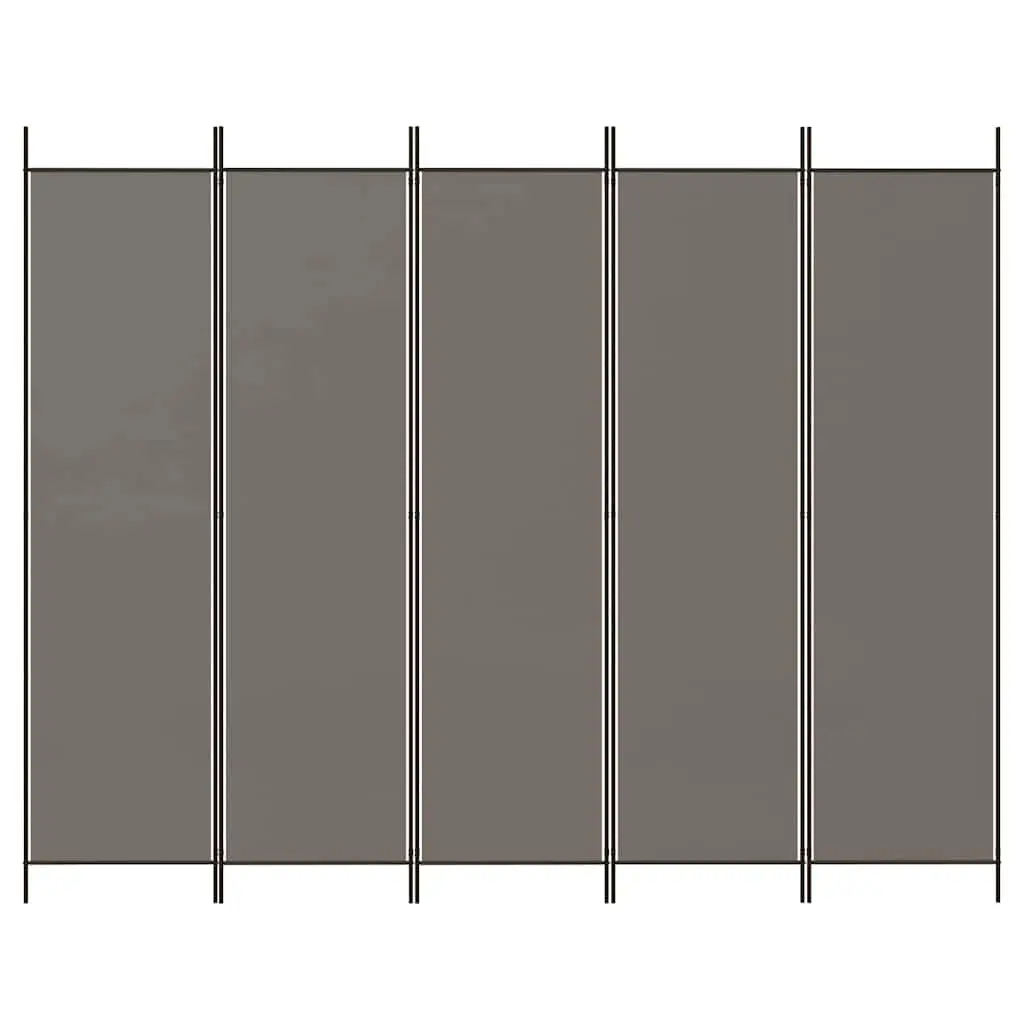 5 Panel Foldable Room Divider Screen Anthracite Privacy Partition Suitable for Home and Office
