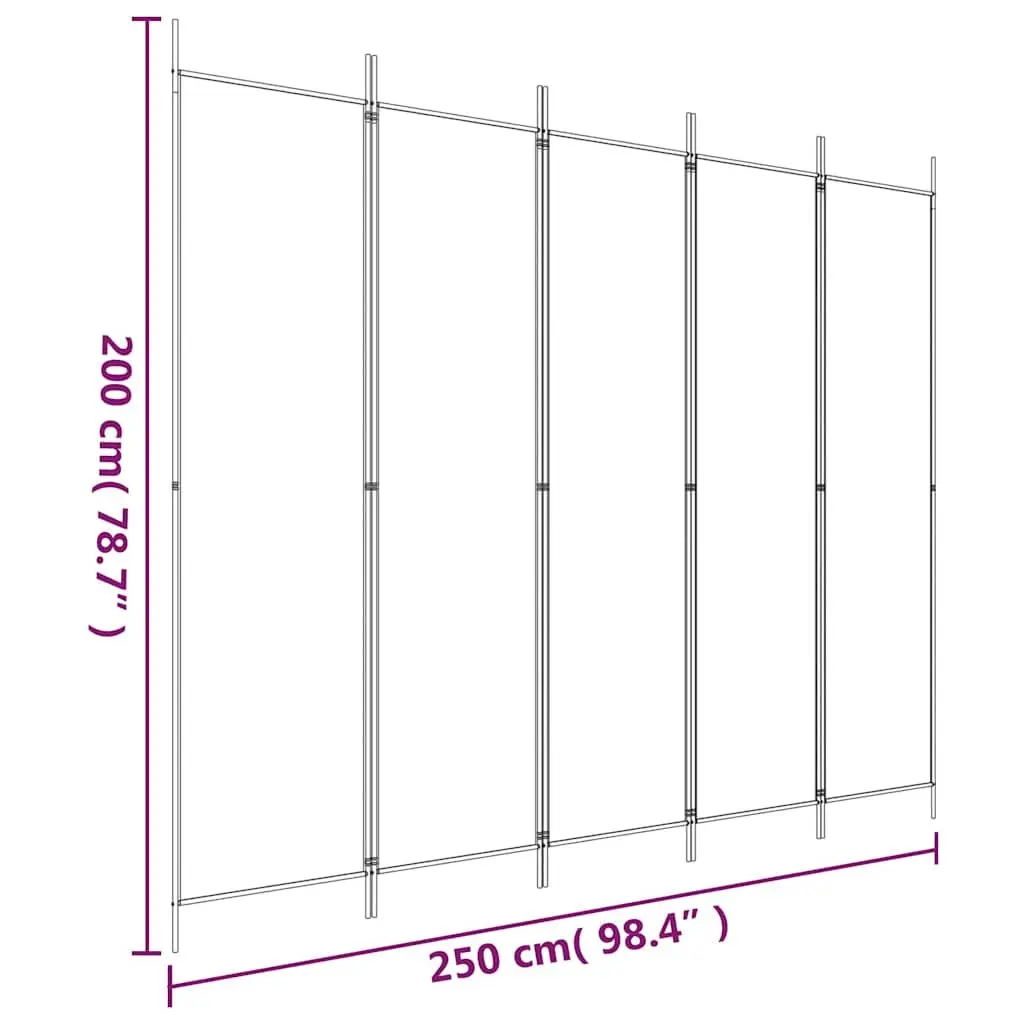5 Panel Foldable Room Divider Screen Anthracite Privacy Partition Suitable for Home and Office