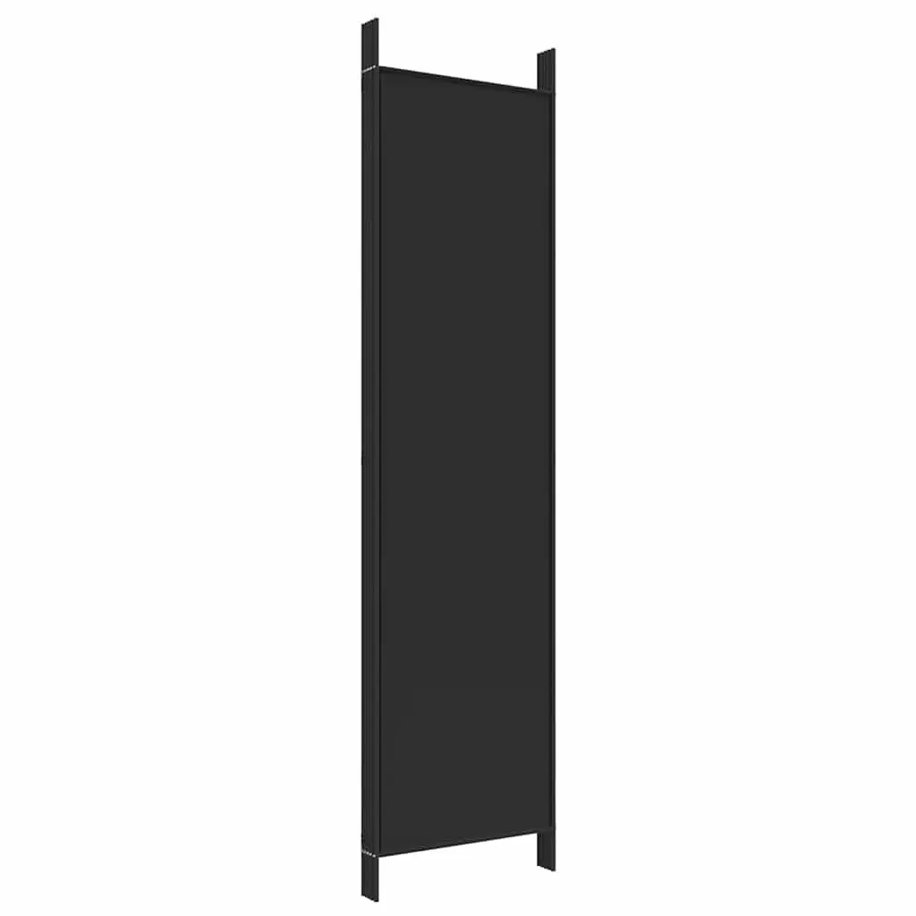 5-Panel Room Divider Black Fabric Folding Privacy Screen Space-Saving Partition
