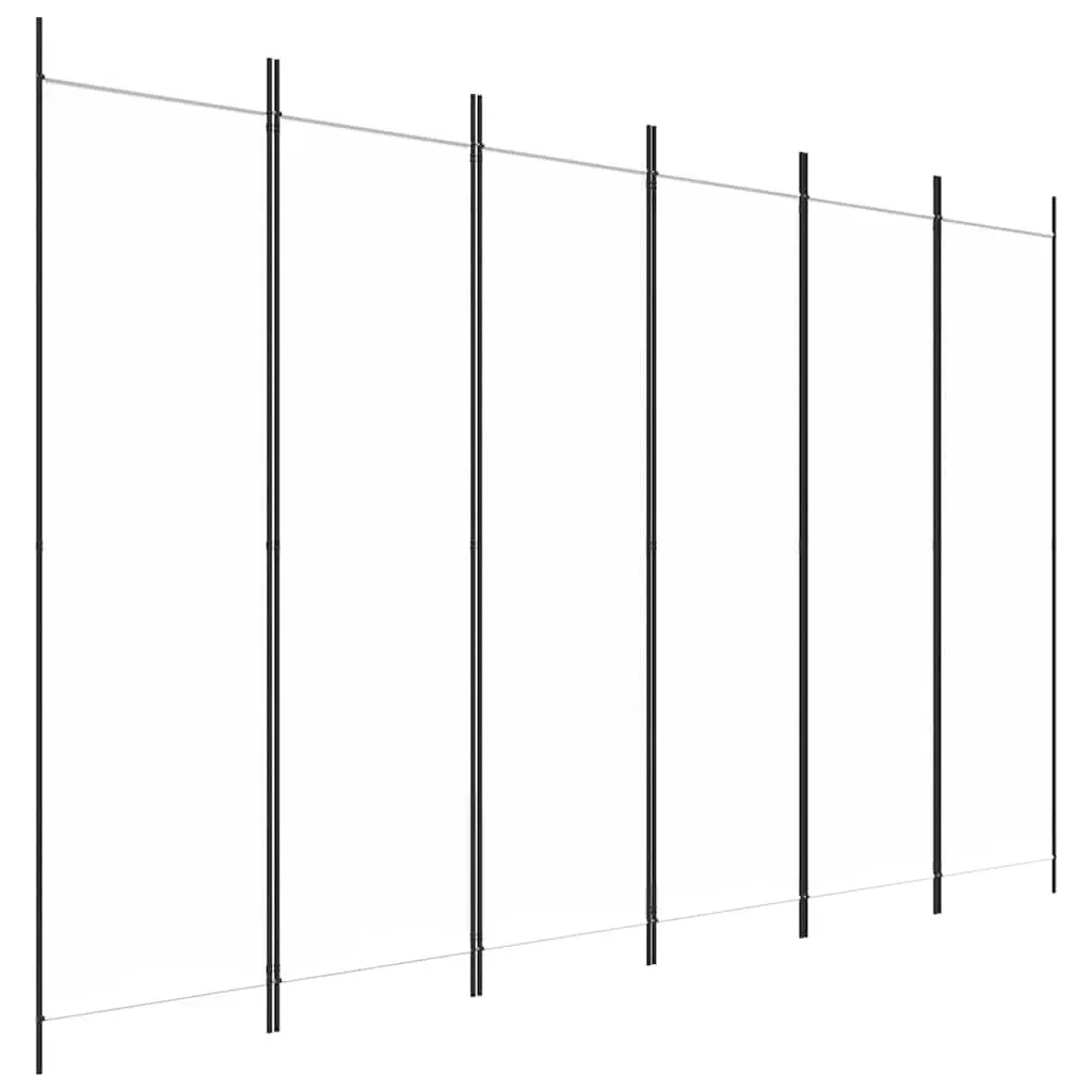 6-Panel Room Divider White 300x200 cm Folding Partition Privacy Screen