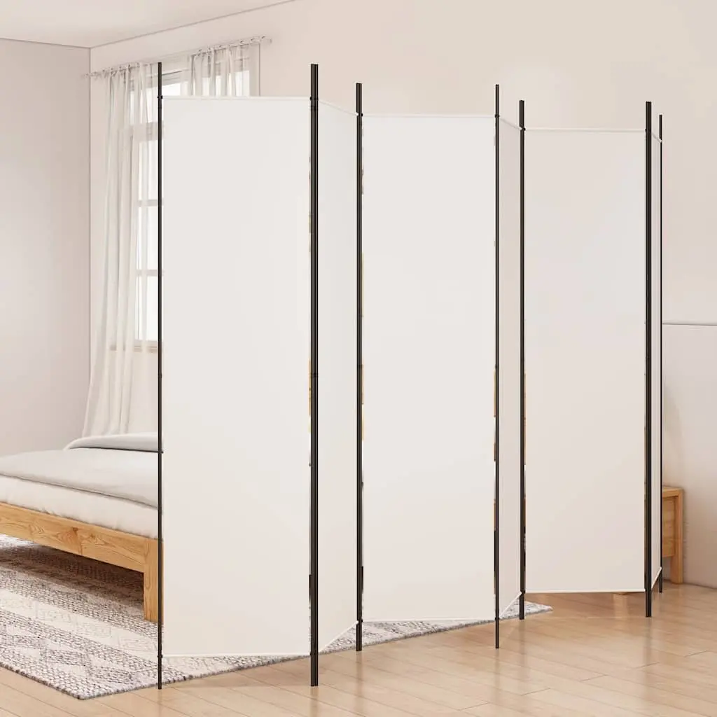 6-Panel Room Divider White 300x200 cm Folding Partition Privacy Screen