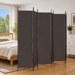 Confidently Crafted 6-Panel Brown Fabric Room Divider