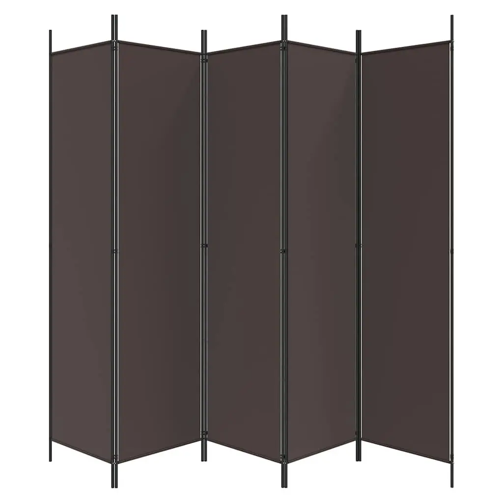 6-Panel Room Divider Brown Fabric 300x200cm Folding Privacy Partition