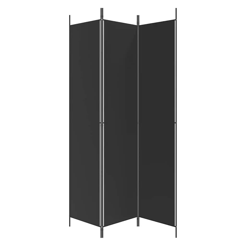 3-Panel Room Divider Black 150x220cm Foldable Privacy Partition Fabric