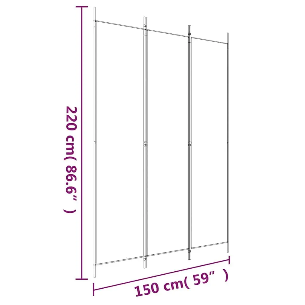 3-Panel Room Divider Black 150x220cm Foldable Privacy Partition Fabric
