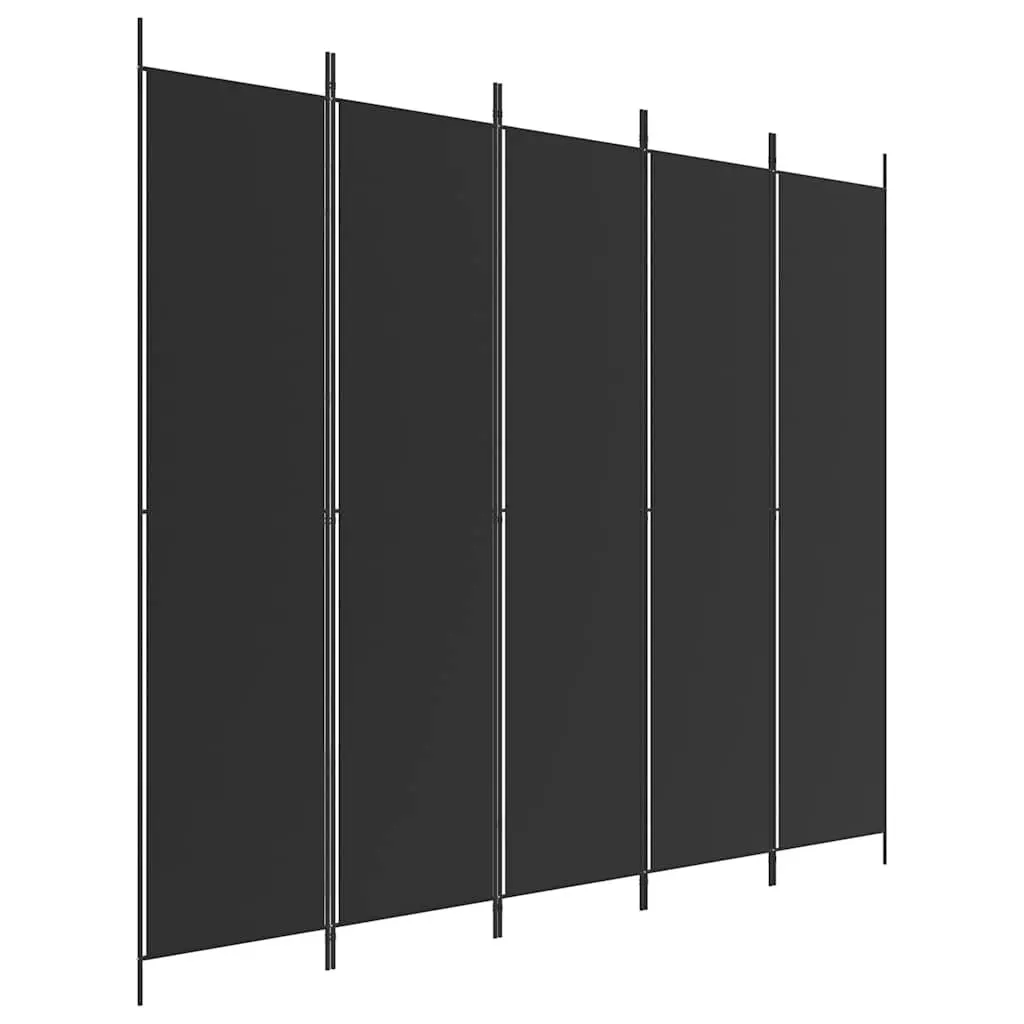 Room Divider Screen Black 250x220 cm 5-Panel Foldable Privacy Partition