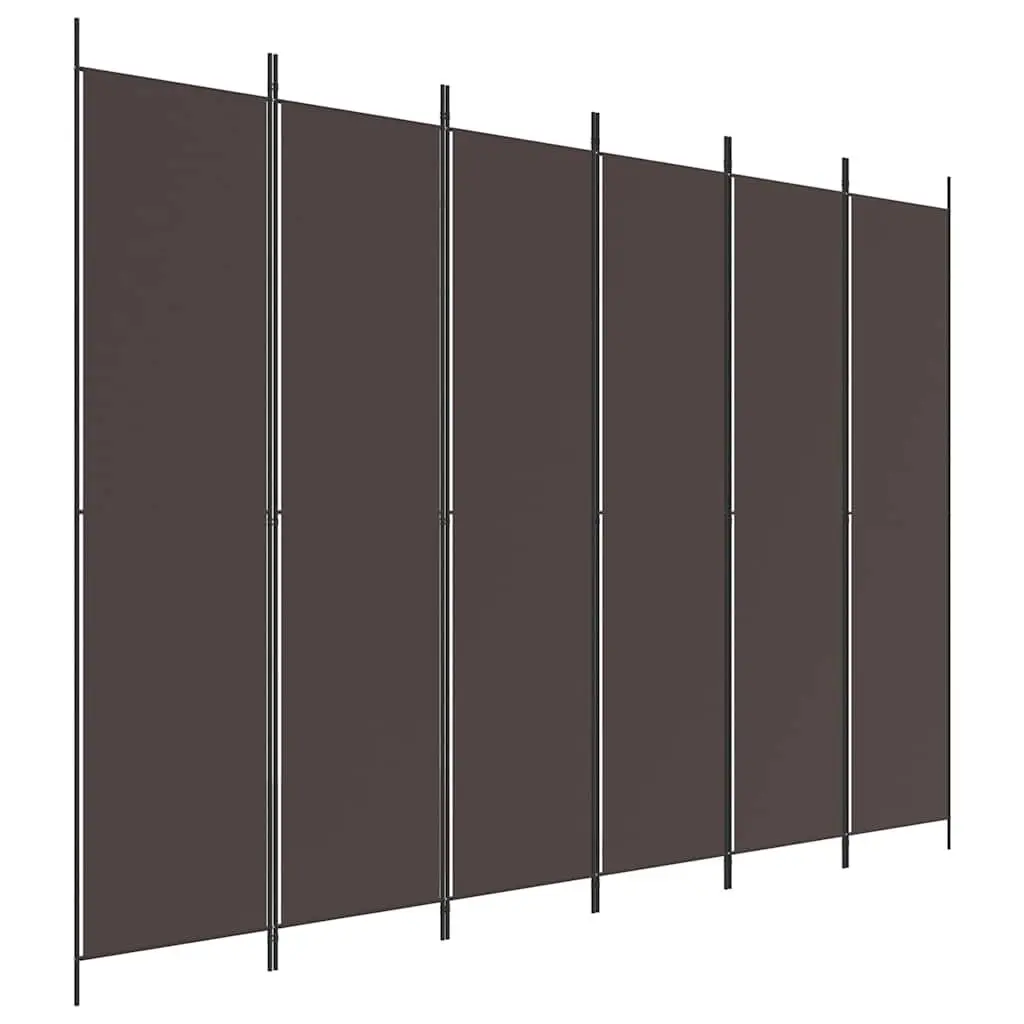 6-Panel Room Divider Brown Foldable Privacy Separator 300x220cm