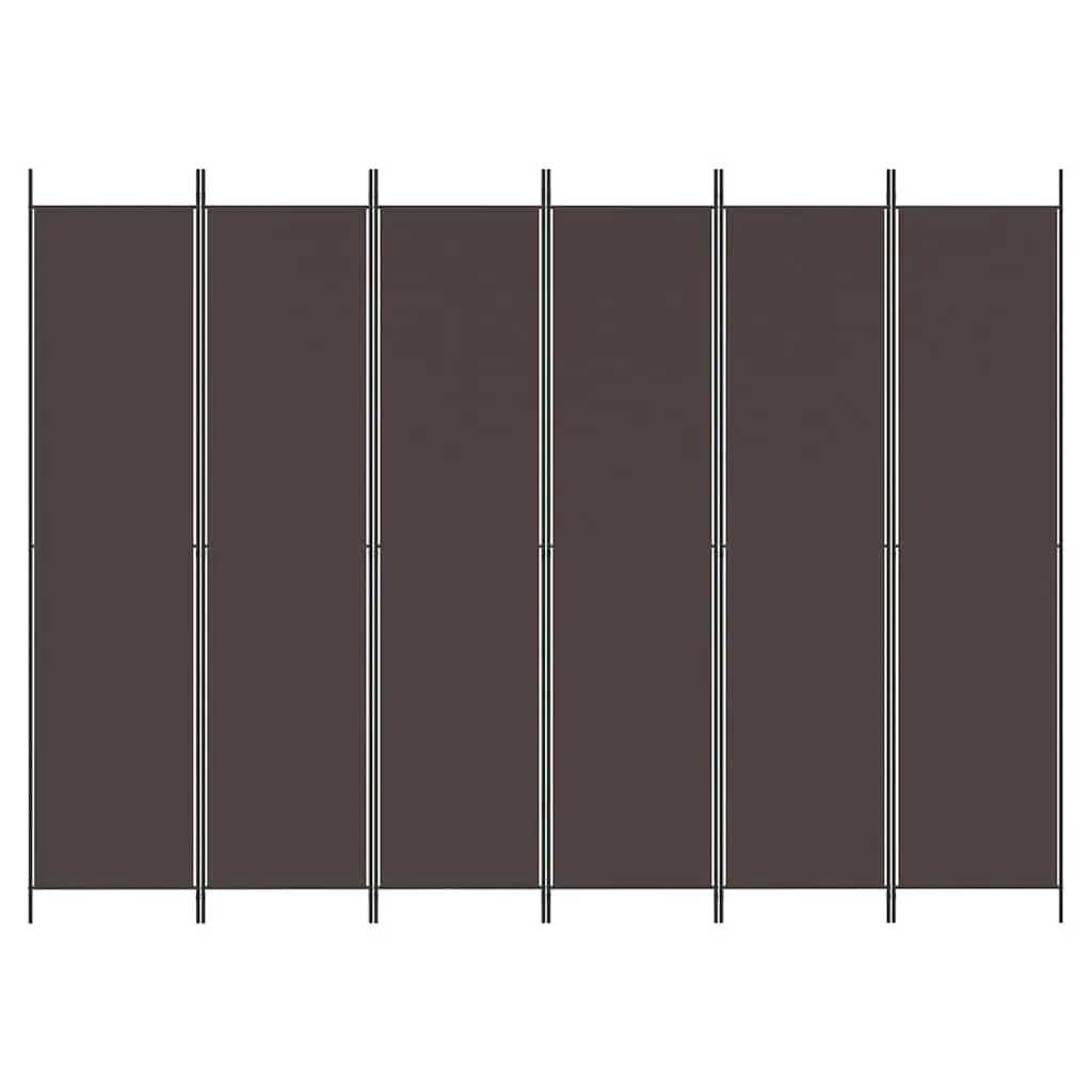 6-Panel Room Divider Brown Foldable Privacy Separator 300x220cm