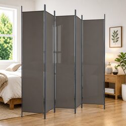 Concise 6-Panel Room Divider - Anthracite Foldable 300x220cm