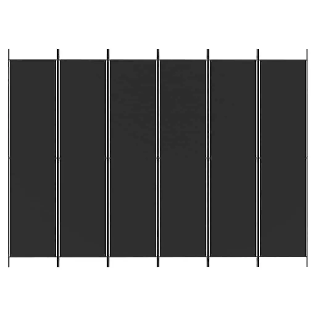 6-Panel Room Divider Screen Black 300x220cm Foldable Fabric Privacy Partition