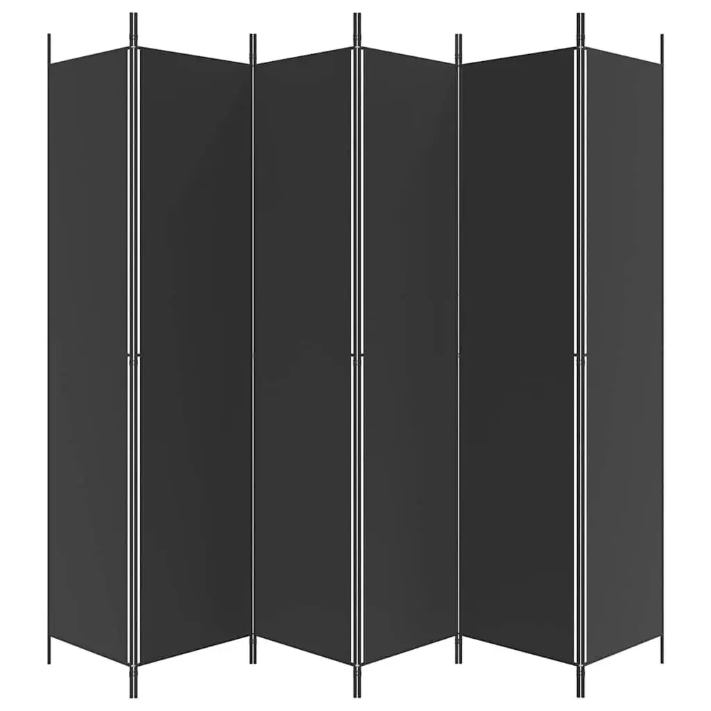 6-Panel Room Divider Screen Black 300x220cm Foldable Fabric Privacy Partition