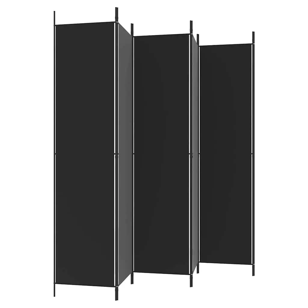6-Panel Room Divider Screen Black 300x220cm Foldable Fabric Privacy Partition