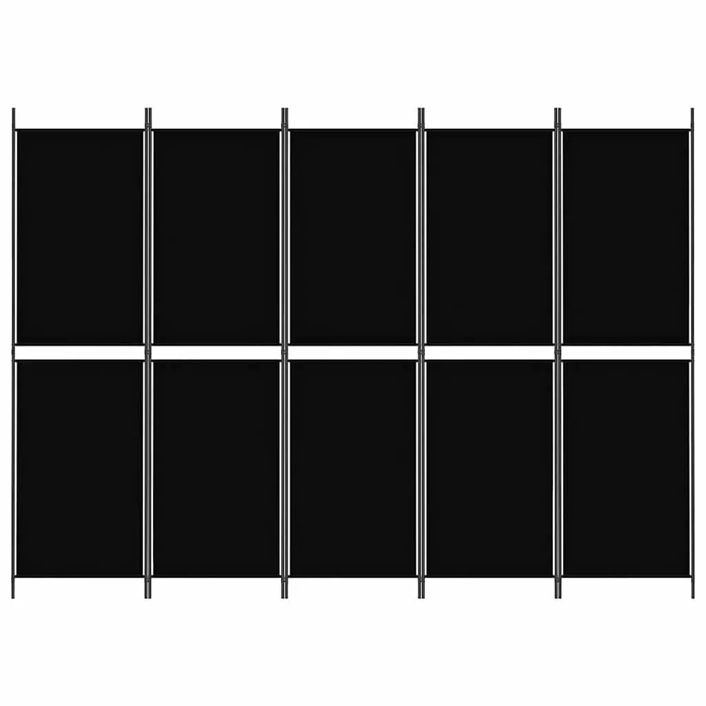 Room Divider 5-Panel Black Foldable Privacy Screen