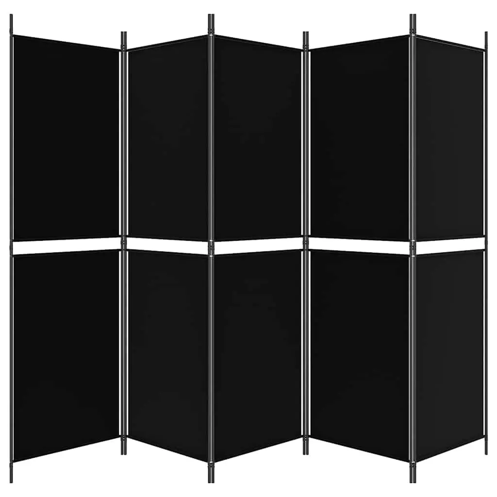 Room Divider 5-Panel Black Foldable Privacy Screen